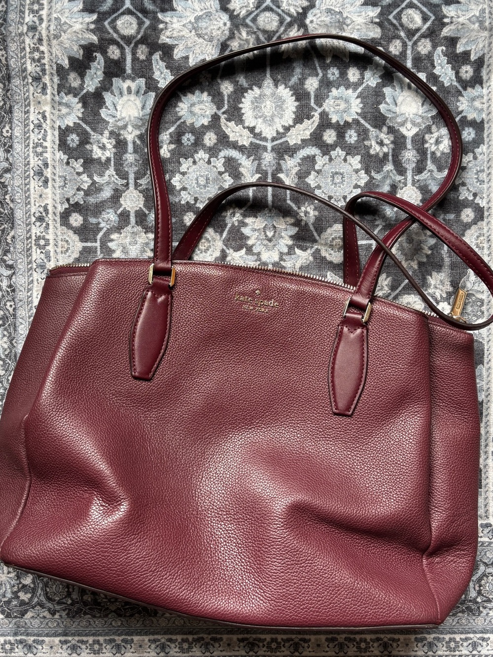 kate spade New York Burgundy Leather Tote Bag
